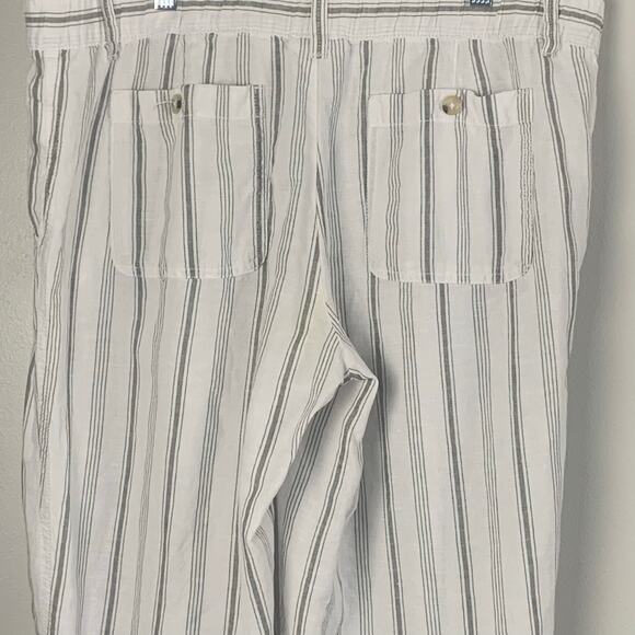 Liz Claiborne Linen Blend White with Gray Linen Striped Capri Pants Size Large - Picture 4 of 9